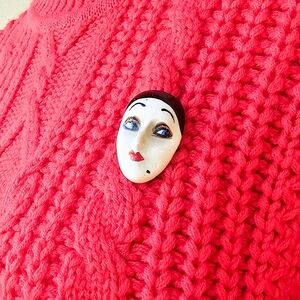 Ceramic Portraight Vintage Brooche